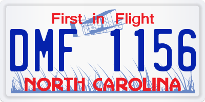 NC license plate DMF1156