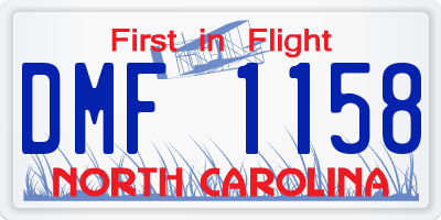 NC license plate DMF1158