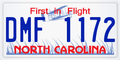 NC license plate DMF1172