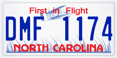 NC license plate DMF1174