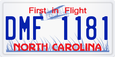 NC license plate DMF1181