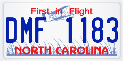 NC license plate DMF1183