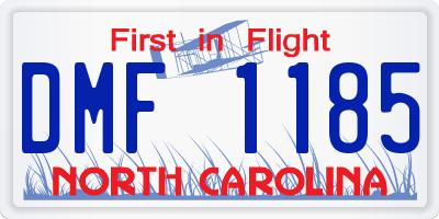NC license plate DMF1185