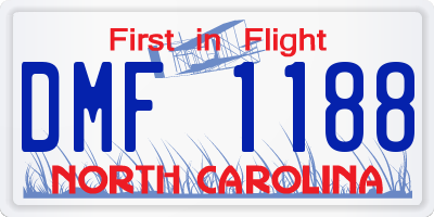 NC license plate DMF1188