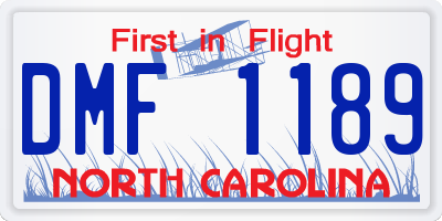 NC license plate DMF1189