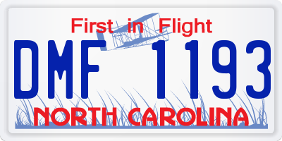 NC license plate DMF1193