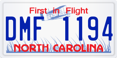 NC license plate DMF1194