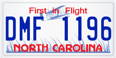 NC license plate DMF1196