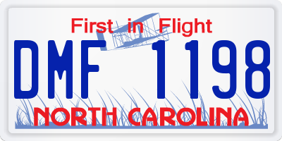 NC license plate DMF1198