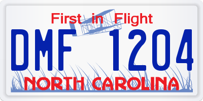 NC license plate DMF1204