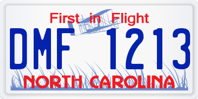 NC license plate DMF1213