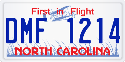 NC license plate DMF1214