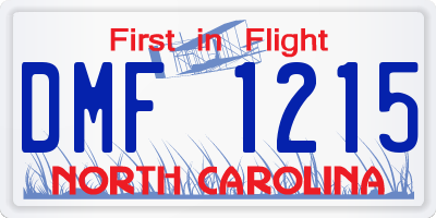 NC license plate DMF1215