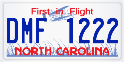 NC license plate DMF1222