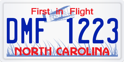 NC license plate DMF1223