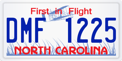 NC license plate DMF1225