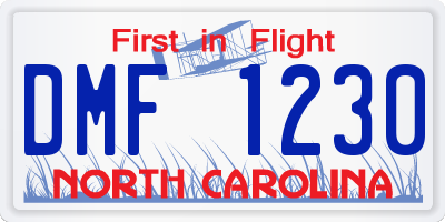 NC license plate DMF1230