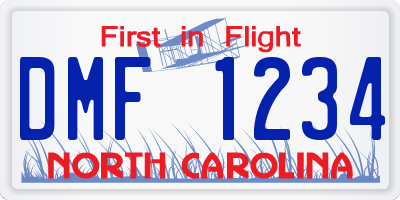 NC license plate DMF1234
