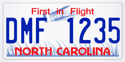 NC license plate DMF1235