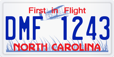 NC license plate DMF1243