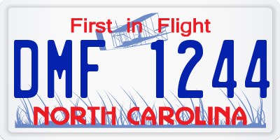 NC license plate DMF1244