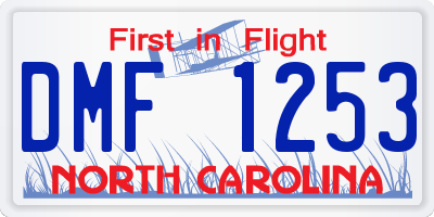 NC license plate DMF1253