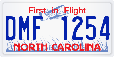 NC license plate DMF1254