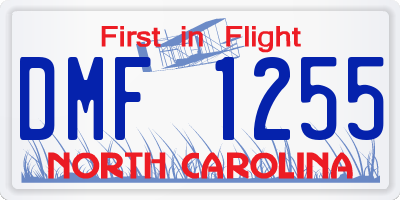 NC license plate DMF1255