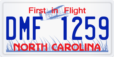 NC license plate DMF1259