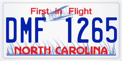 NC license plate DMF1265