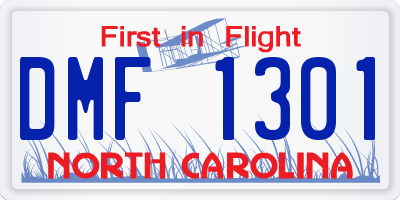 NC license plate DMF1301
