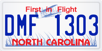 NC license plate DMF1303