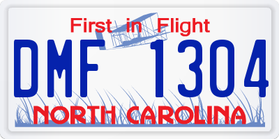 NC license plate DMF1304