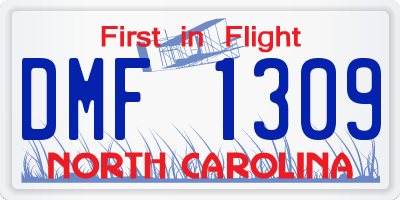 NC license plate DMF1309