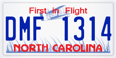 NC license plate DMF1314