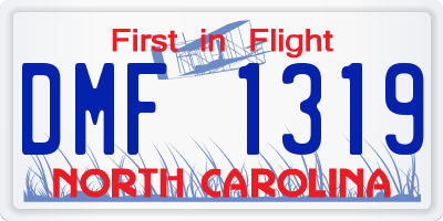 NC license plate DMF1319