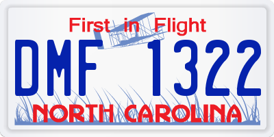 NC license plate DMF1322