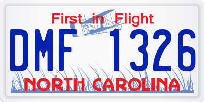 NC license plate DMF1326