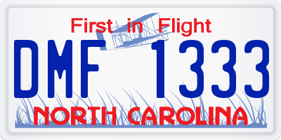 NC license plate DMF1333