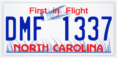 NC license plate DMF1337