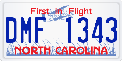 NC license plate DMF1343