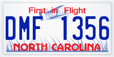 NC license plate DMF1356