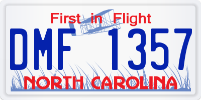 NC license plate DMF1357