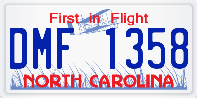 NC license plate DMF1358
