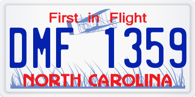 NC license plate DMF1359