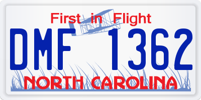 NC license plate DMF1362