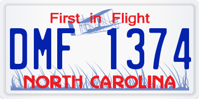 NC license plate DMF1374