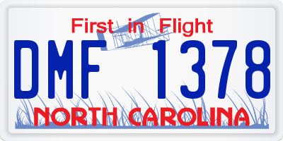 NC license plate DMF1378