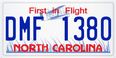 NC license plate DMF1380