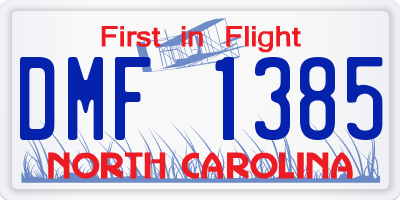 NC license plate DMF1385